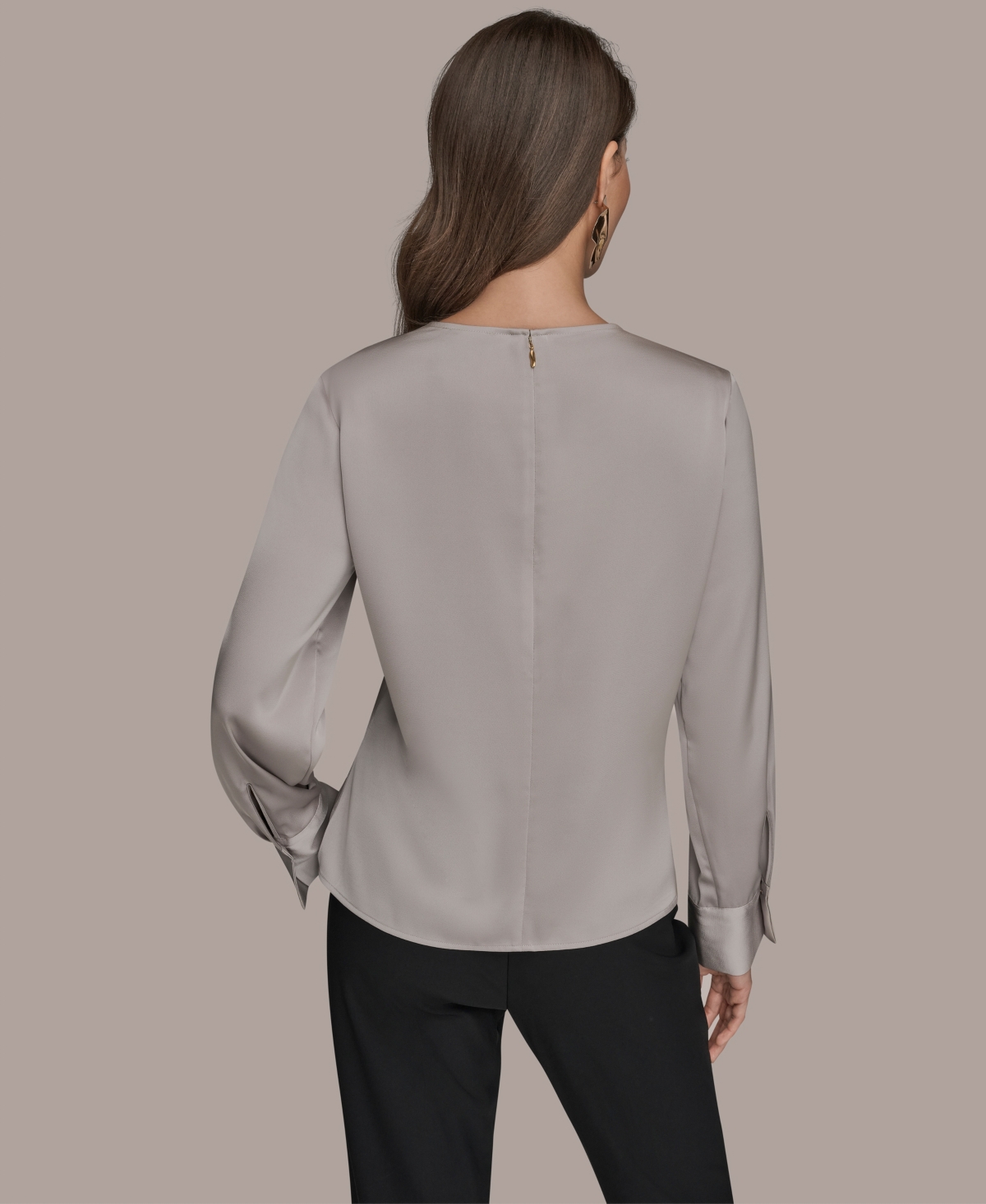 Donna Karan Women's Scoop Neck Long-sleeve Top In Multi