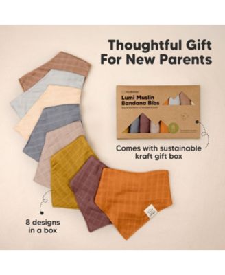 8pk Lumi Muslin Baby Bibs, Bandana Bibs for Baby Boy, Baby Girl, Muslin Drool Bib for Newborn, Toddler