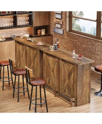 2-Tier Kitchen Storage Island, 63-Inch Bar Cabinet, Brown