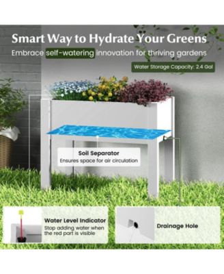 53-L Raised Bed Grow Box Self-Watering Planter Box Stand with Water Level Monitor