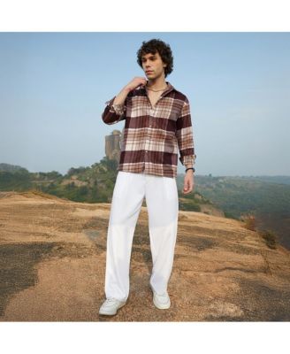 Men's Mocha Brown Plaid Oversized Shirt