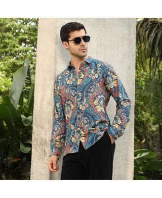 Men's Aegean Blue Floral-Opulance Shirt