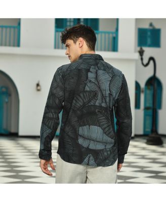 Men's Viridian Green Foliage-Outline Shirt