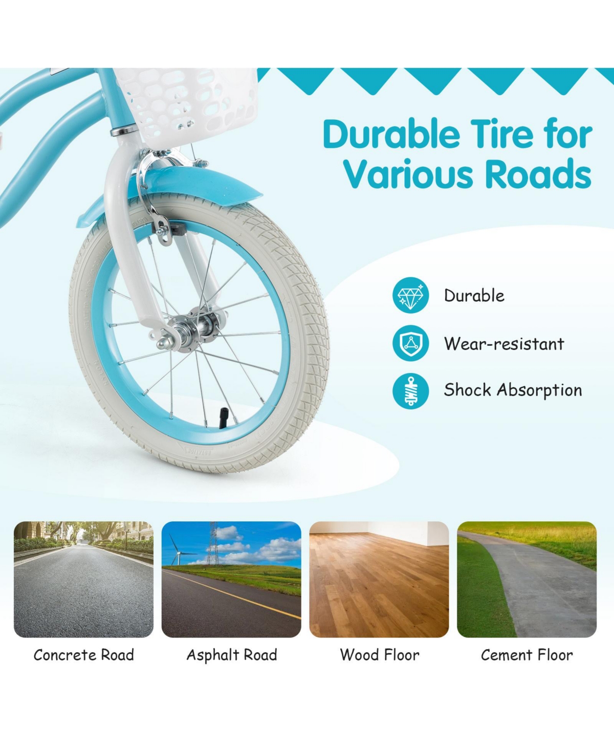 Sugift Kids Bike with Basket, Adjustable Seat & Dual Brakes