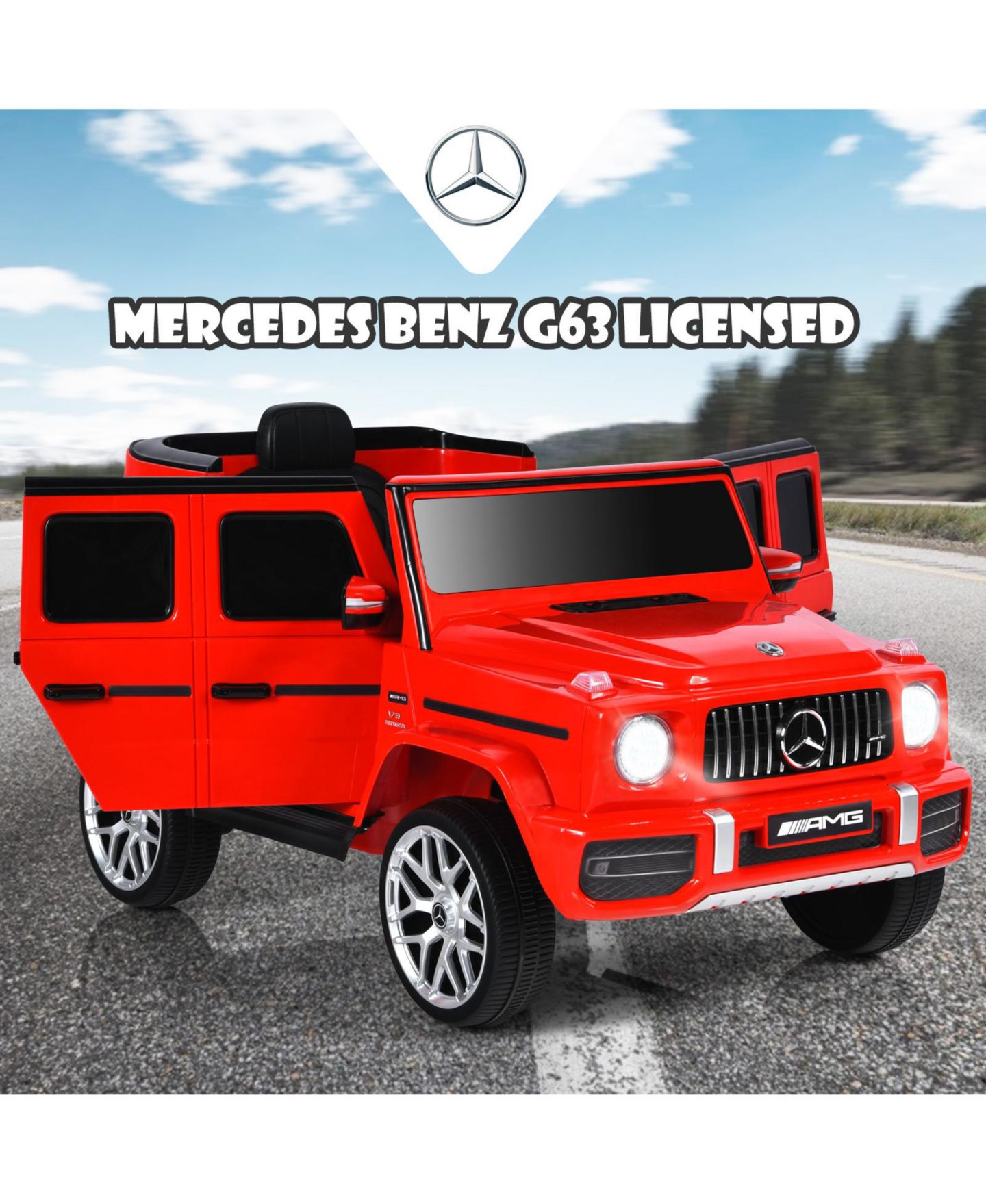 Детская игрушка SUGIFT Mercedes-Benz G63 12V Licensed Remote-Control Ride-On Car, Up to 2 Riders, Ages 3+, цвет: Красный — фото 7