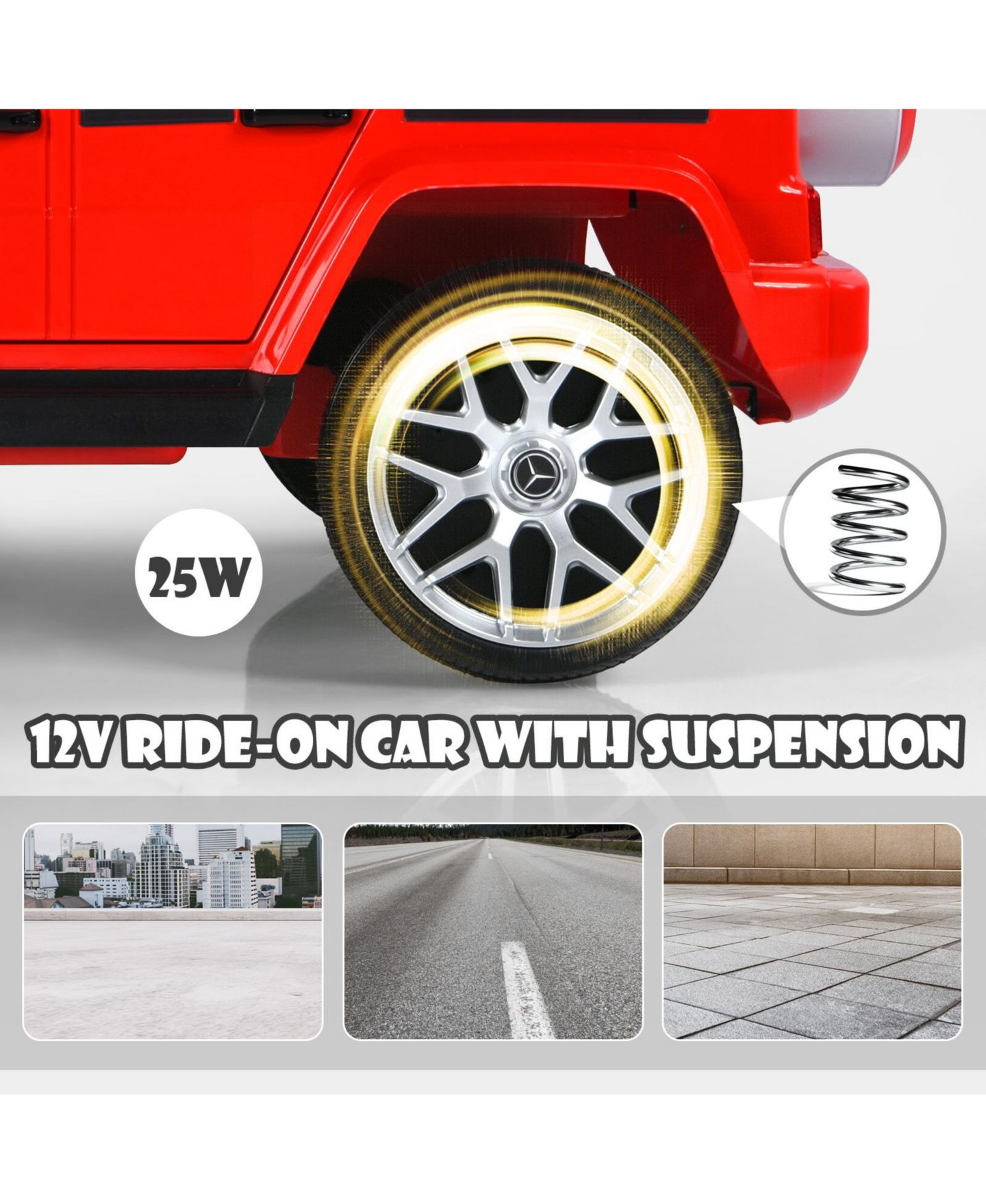 Детская игрушка SUGIFT Mercedes-Benz G63 12V Licensed Remote-Control Ride-On Car, Up to 2 Riders, Ages 3+, цвет: Красный — фото 9