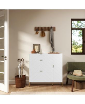 Shoe Cabinet Storage for Entryway, Modern Shoe Rack Cabinet with 3 Flip Drawers &amp; Side Cabinet