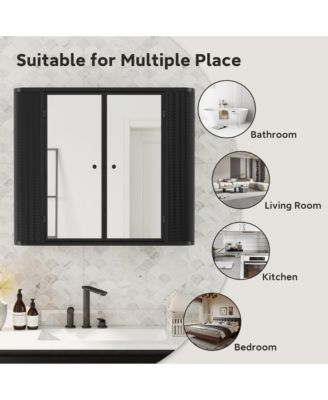 Green Wall-Mounted Bathroom Cabinet with Mirror – Ideal for Bathroom, Living Room, Kitchen & Dining Area