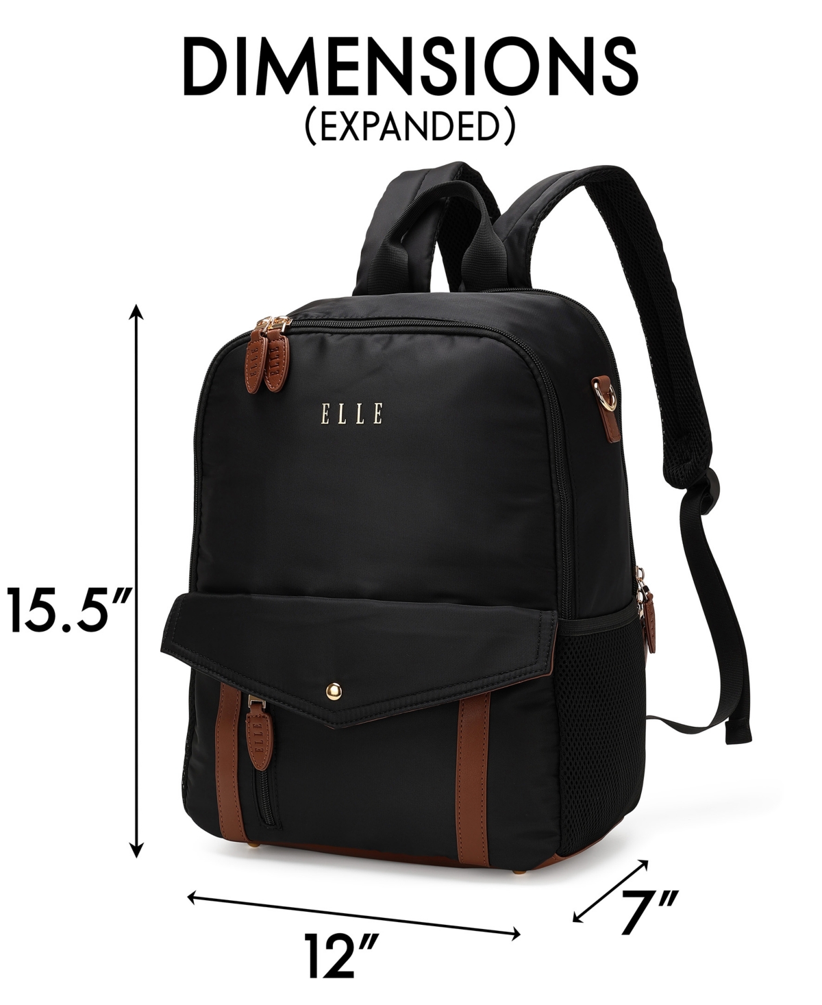 Elle Luxe Journey 18l Twill And Vegan Leather Backpack In Pattern