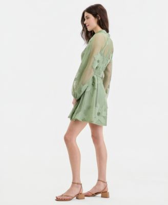 Juniors' Jacquard Mesh Lined Dress