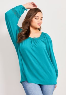 Women's Crochet Trim Top