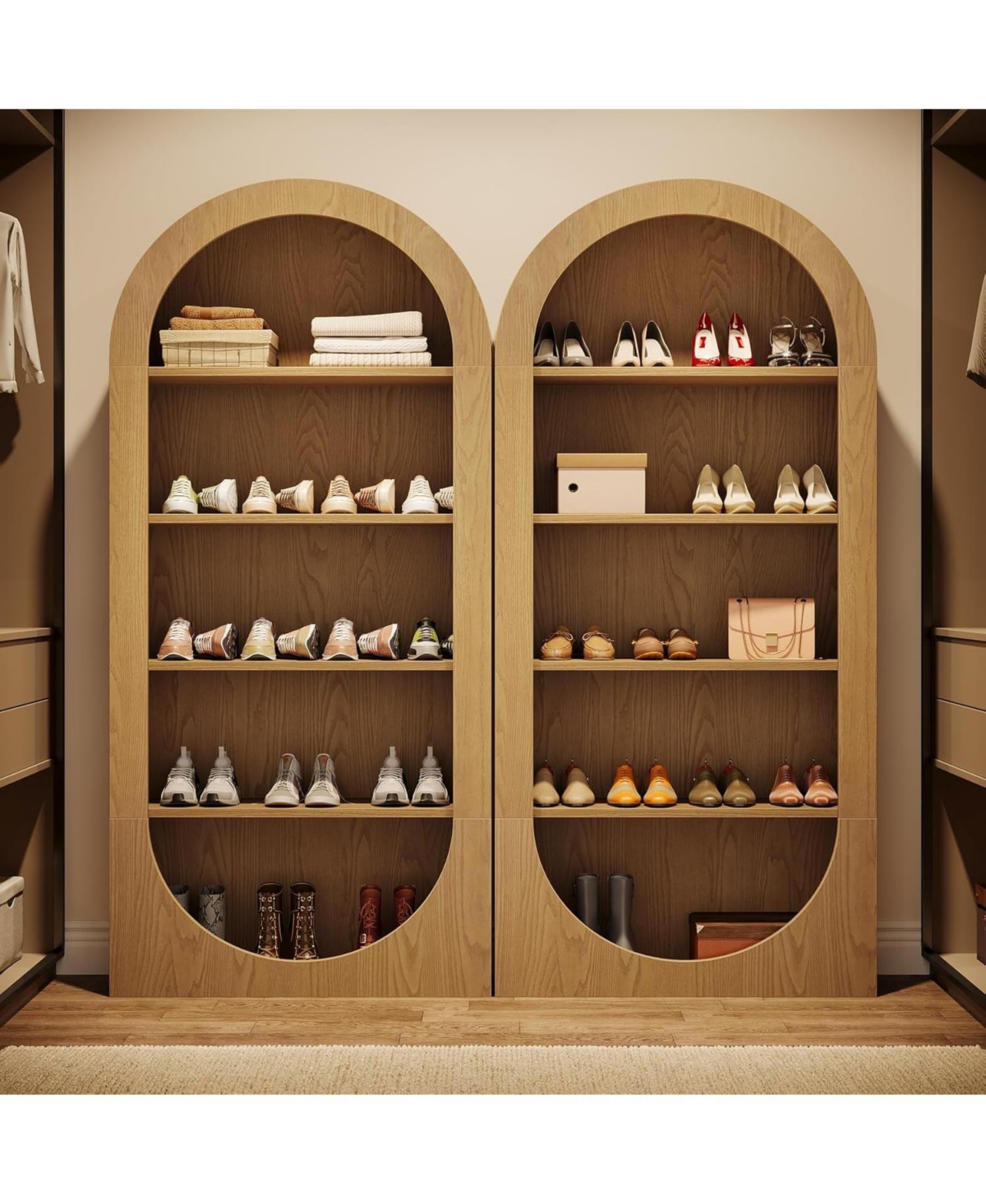 Tribesigns 70.9-Inch Tall Arched Shoe Rack, 5-Tier Open Shoe Cabinet, Shoes Storage Organizer