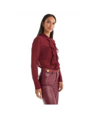 Women's Georgia Semi-Sheer Blouse - Burgundy