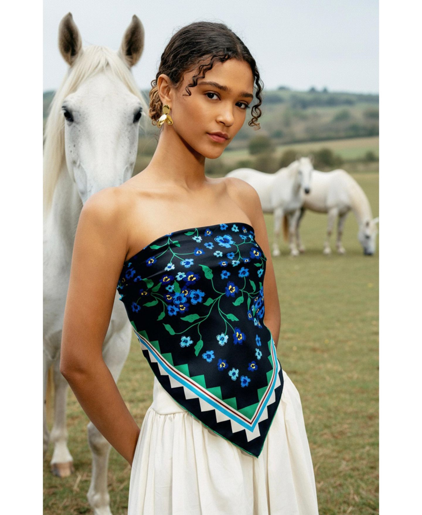 Женский шарф Jessie Zhao New York Garden Nocturne Double Sided Silk, цвет: Чёрный — фото 4