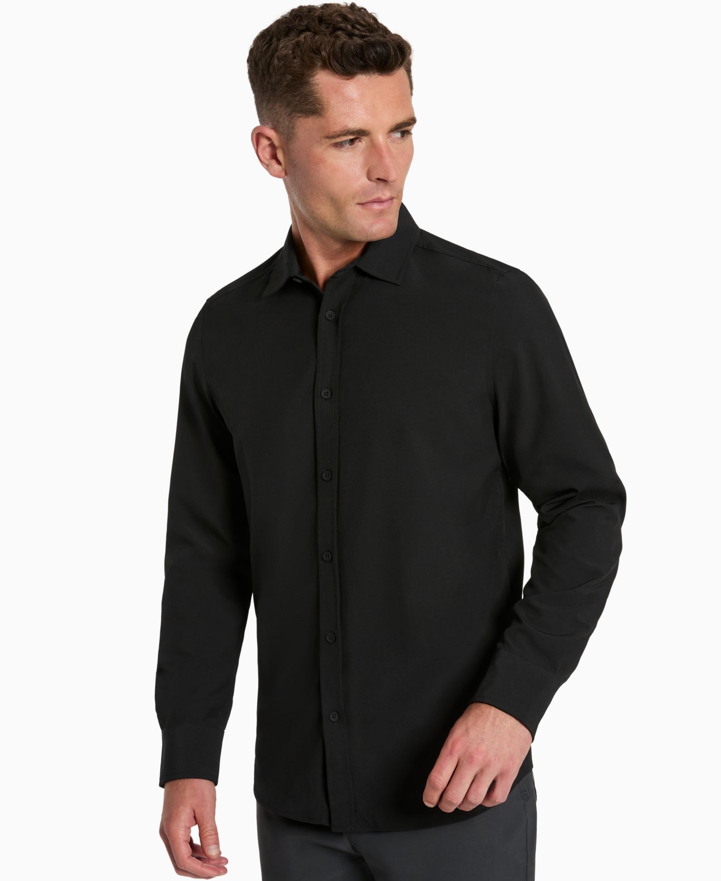 Мужская рубашка Kenneth Cole Solid Slim-Fit Performance, цвет: Чёрный — фото 1