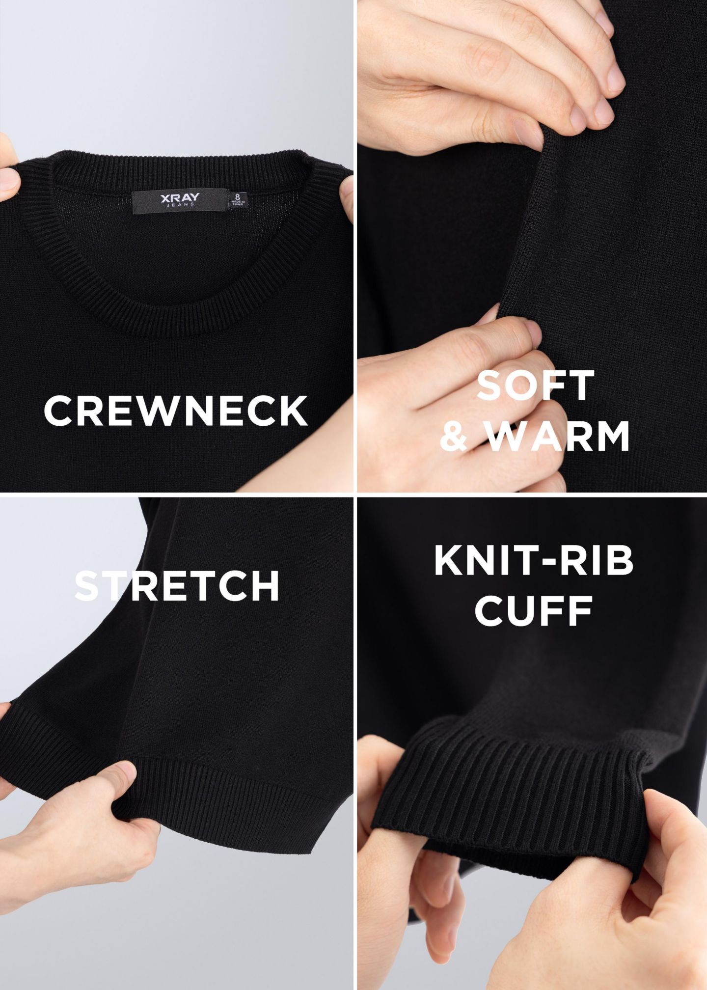 Свитер XRAY Basic Crew Neck для мальчиков, цвет: Чёрный — фото 4