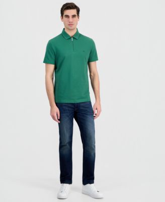 Men's Sleek Regular-Fit 1/4-Zip Piqu&eacute; Polo Shirt