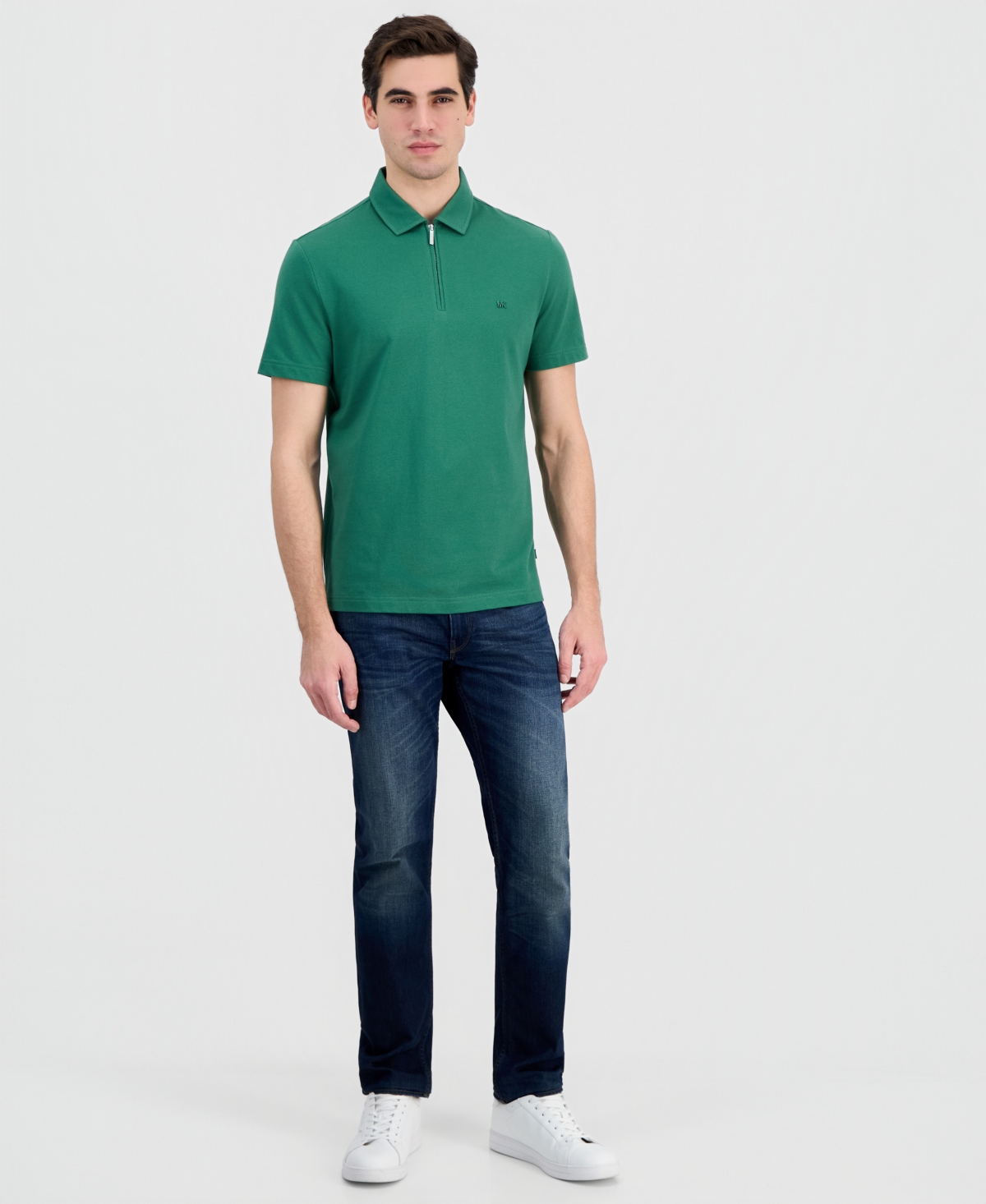 Michael Kors Men's Sleek Regular-Fit 1/4-Zip Pique Polo Shirt