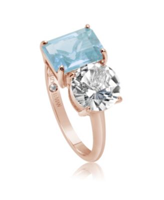 Suzy Levian Sterling Silver Gemstone Toi et Moi Two-Stone Ring