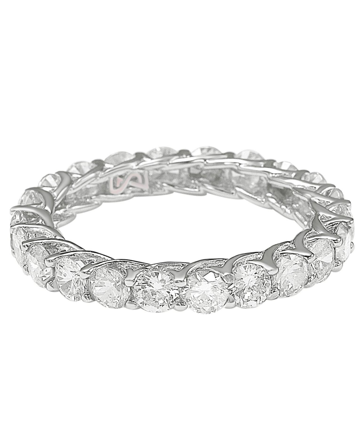 Suzy Levian White Cubic Zirconia in Sterling Silver Eternity Band