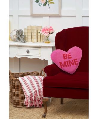 Valentine's Day "BE MINE" Heart Shaped Hooked Accent Throw Pillow, 15" x 17"
