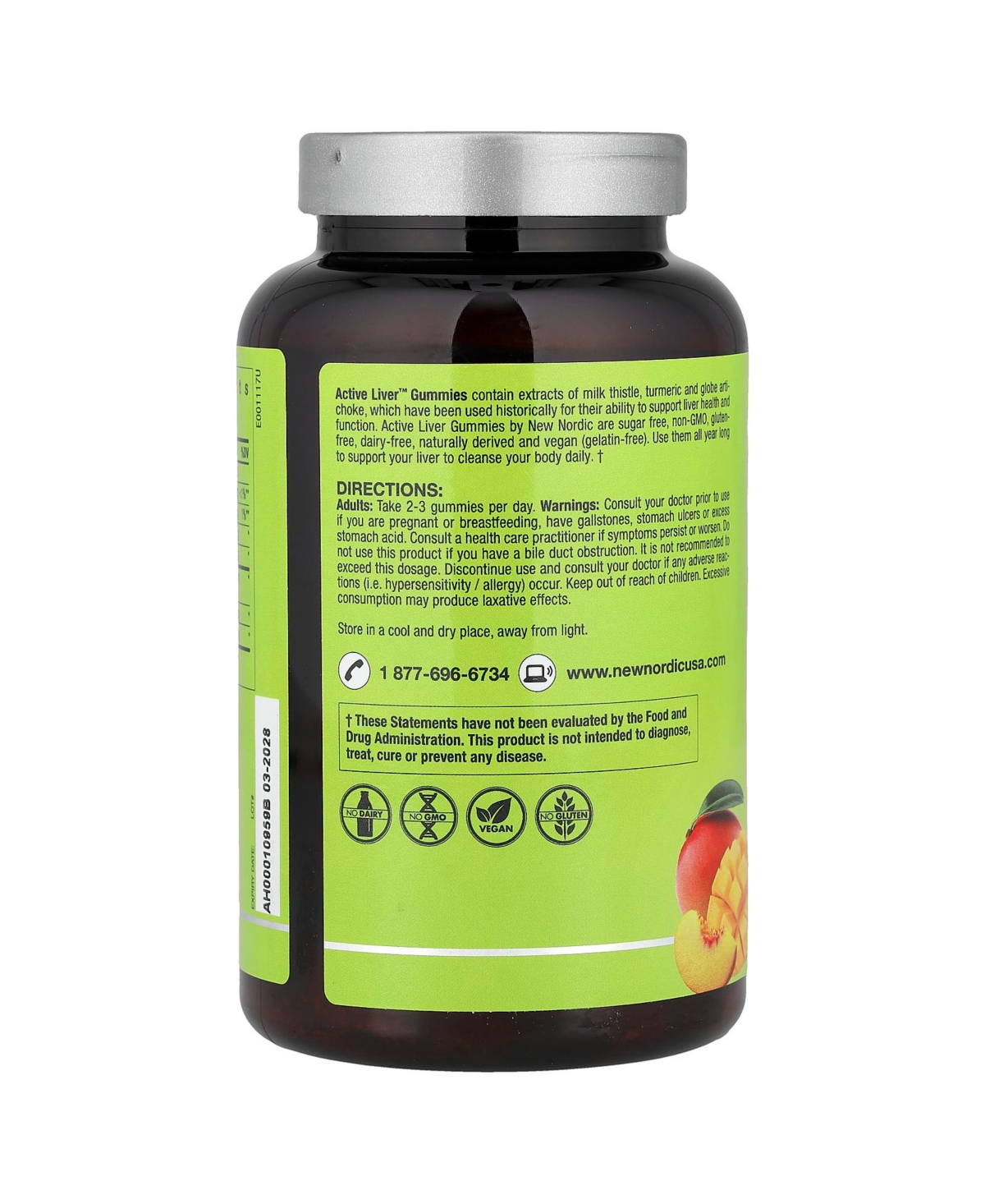 New Nordic Active Liver Gummies | Milk Thistle, Artichoke & Turmeric | Natural Peach & Mango