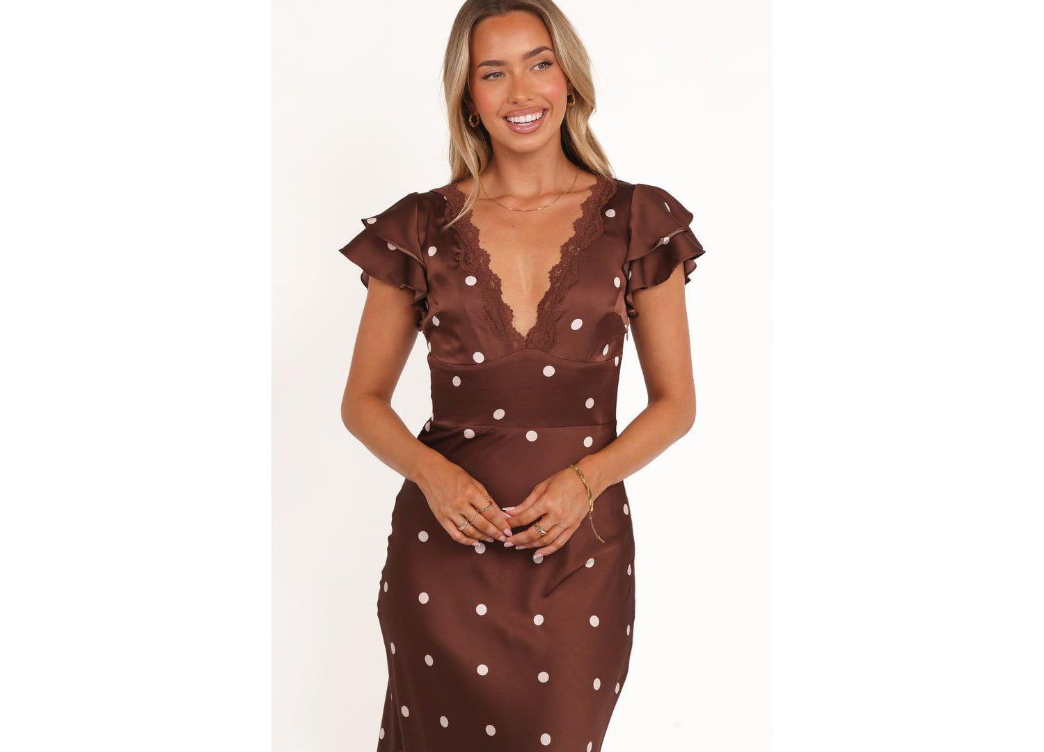 Women's Brown Polka Dot Arella Maxi Dress