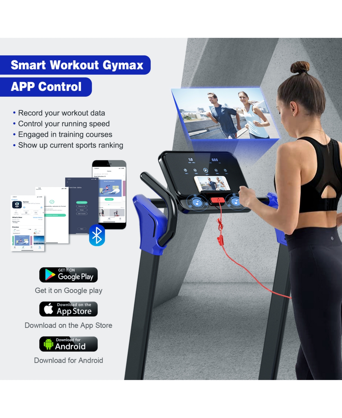 Skonyon 2.25 Hp Electric Motorized Folding Running Treadmill Machine with Led Display