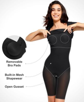 Women's Shapewear Short Sleeve Low-Back Bodycon Midi Dress