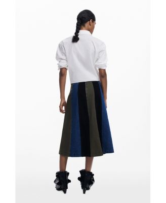 Women's A-line patchwork midi skirt