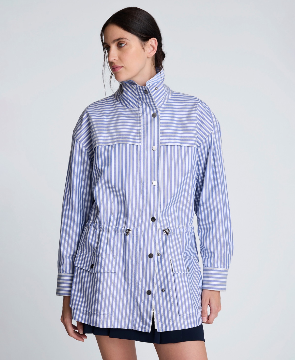 Kenneth Cole Women's Striped Long-sleeve Jacket In Blue