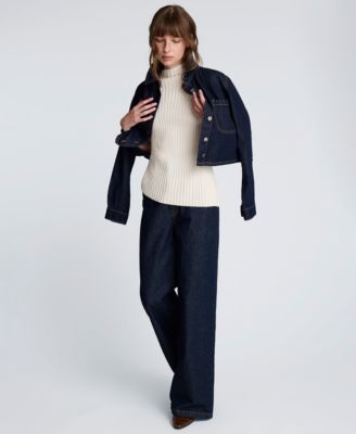 Women's Long-Sleeve Cropped Denim Jacket