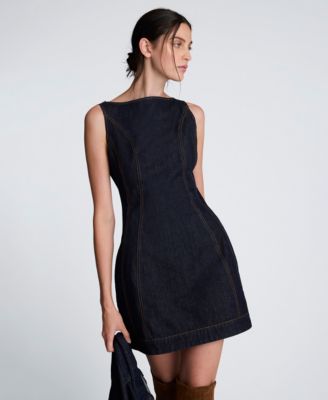 Women's Hourglass Sleeveless Sheath Denim Mini Dress
