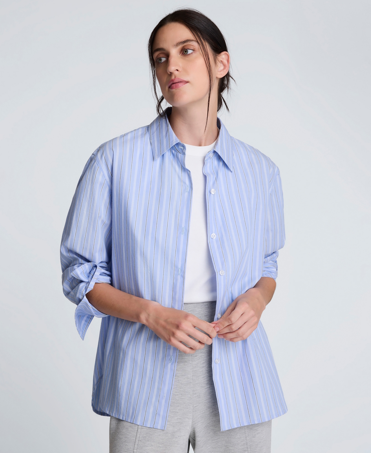 Kenneth Cole Women's Striped Button-down Shirt In Multi