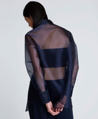 Women's Oversized Organza Long-Sleeve Top