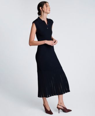 Women's Polo Neck Sweater Midi Dress