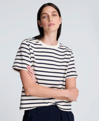 Women's Crewneck Striped Boxy T-Shirt