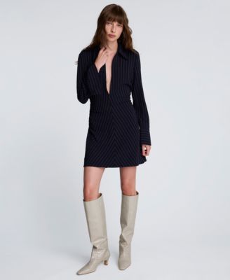 Women's Pinstripe Zip Front Dress