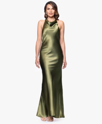 Women's Halter-Neck Sleeveless Satin Gown 