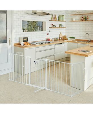 115 Inch Length 5 Panel Adjustable Wide Fireplace Fence-White