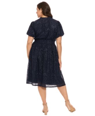 Plus-Size Cap-Sleeve Midi Dress