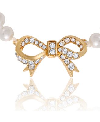 Pearl Bracelet with Pave Bow