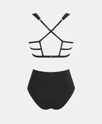 Women's Deep V Cowl Neck Ruching Bikini Sets