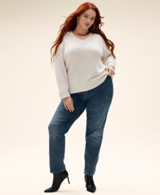 Plus Size Embellished V-Neck Sweater