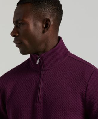 Men's Long-Sleeve Textured Quarter-Zip Sweater