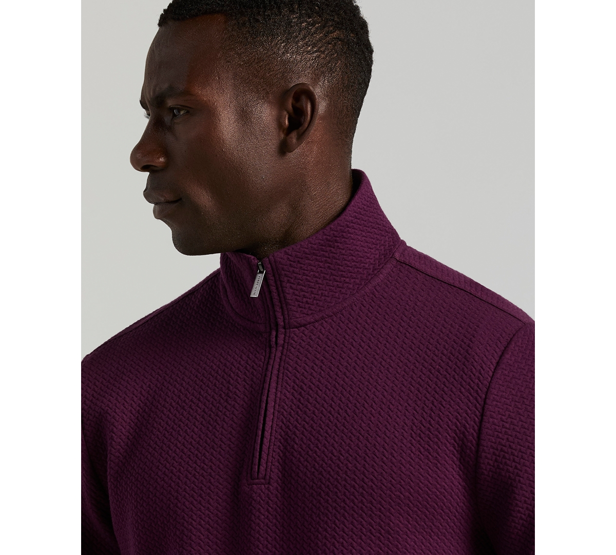 Perry Ellis Men's Long-Sleeve Textured Quarter-Zip Sweater