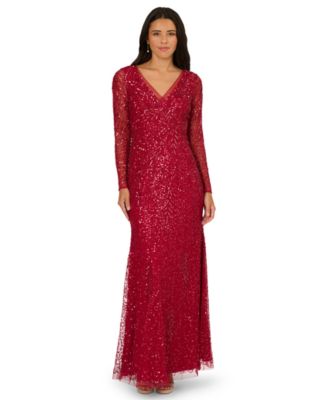 Adrianna Papell - Petite V-Neck Beaded Dress