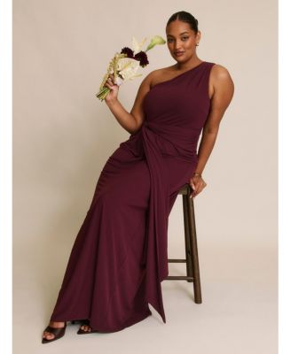 Women's One Shoulder Drape Stretch Bridesmaid Dress