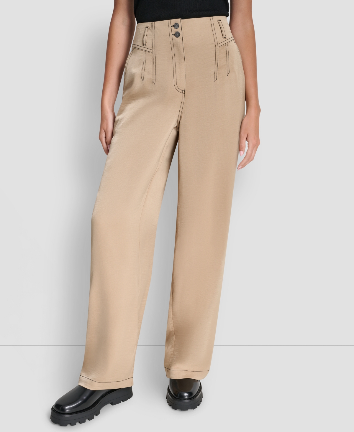 Dkny Women's Top Stitch Glazed Dressing Trousers In Brown