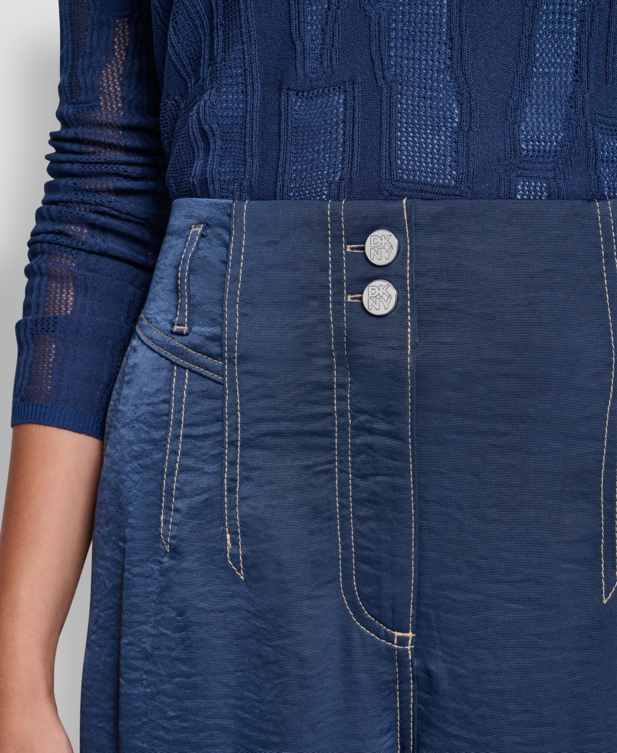 Dkny Women's Top Stitch Glazed Dressing Trousers In Blue